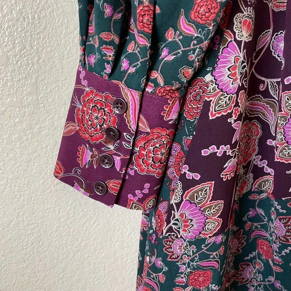 Cabi Dress Womens Size Medium Red Purple Festive 3675 Maxi Floral Mixed Print - Picture 10 of 13